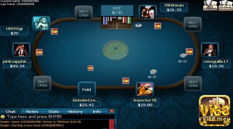 Giao diện game bai mien phi Poker Vi68 cực đẹp mắt